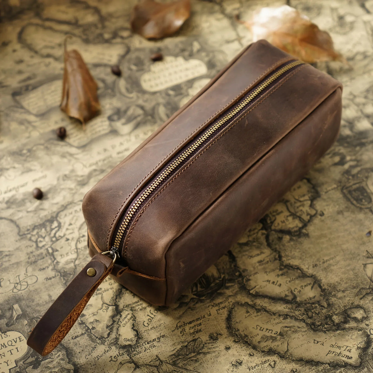 Handmade Full Grain Cowhide Leather Pencil Case & Storage Bag