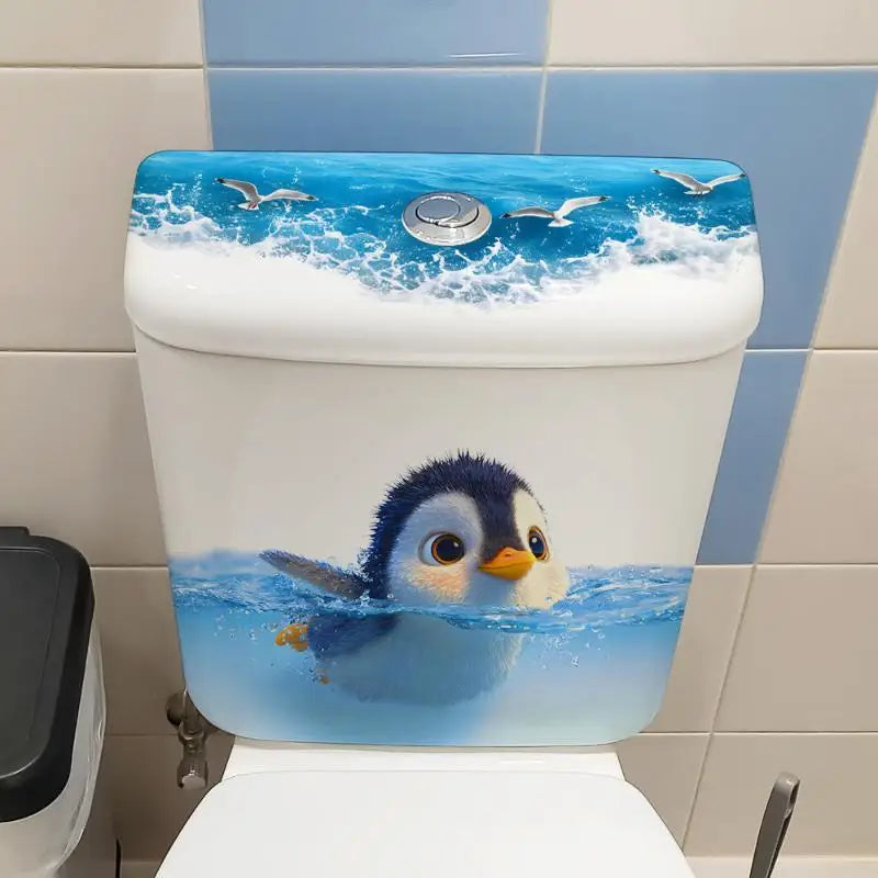 Cute Penguin Toilet Stickers – Waterproof Bathroom Decals