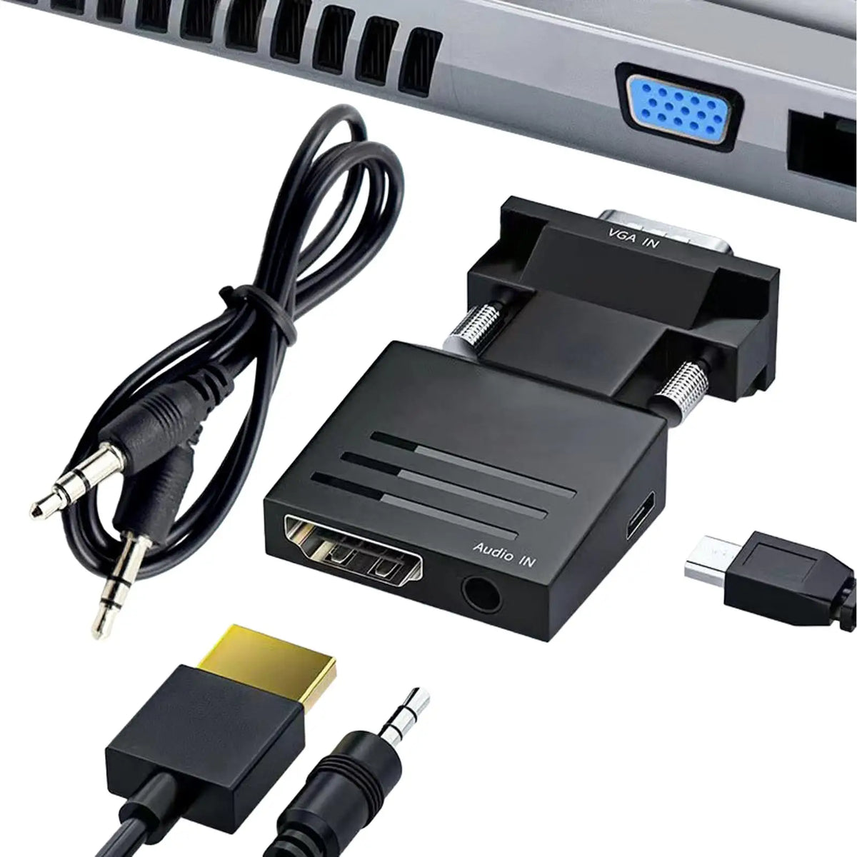 HDMI to VGA Adapter 1080P with 3.5mm Audio – Laptop & Projector