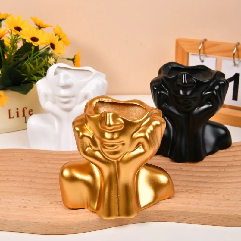 2026 Resin Vase Gold White Black Human Body Shaping Art Flower