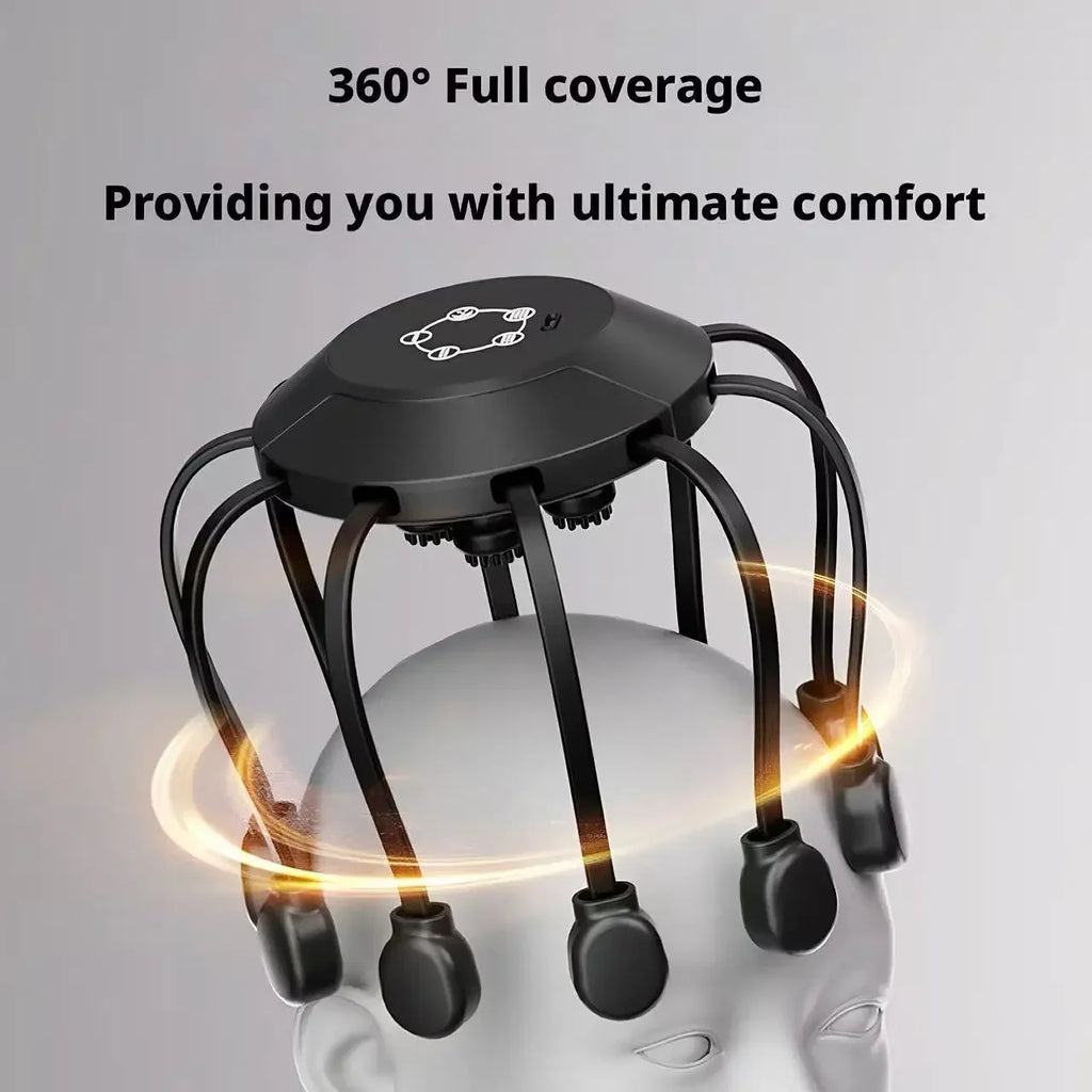 360° Octopus Electric Scalp Massager – Rechargeable, 3 Speeds