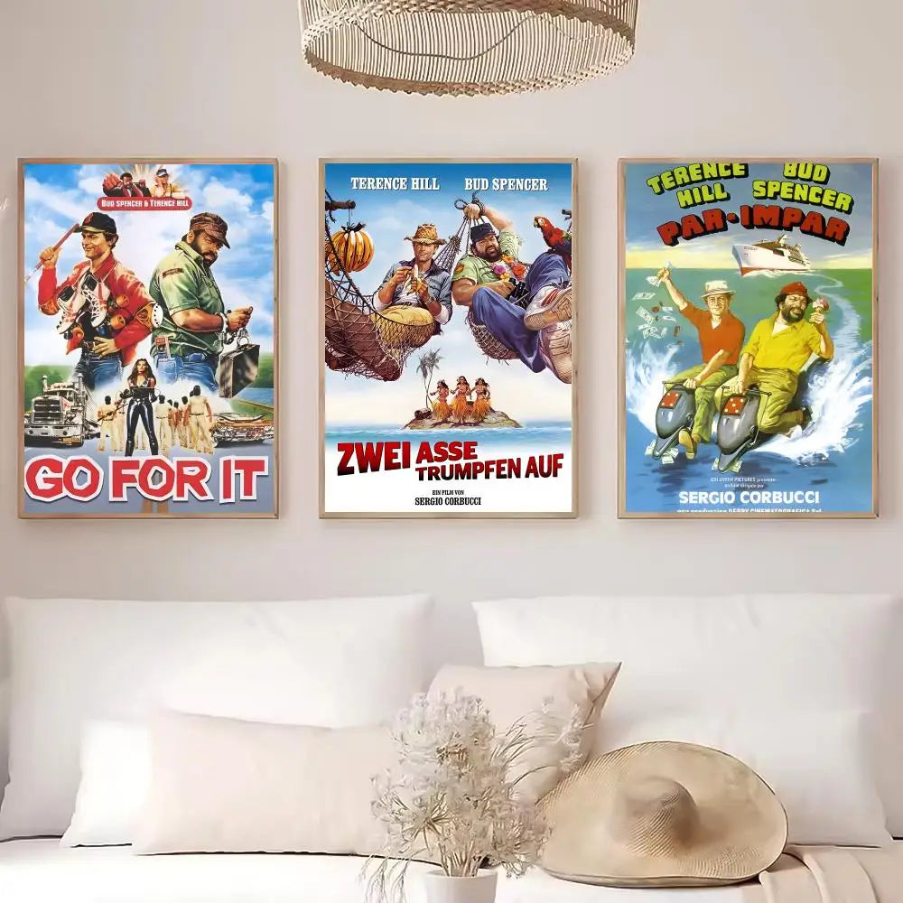 Terence Hill & Bud Spencer HD Wall Poster | Self-Adhesive PVC Art
