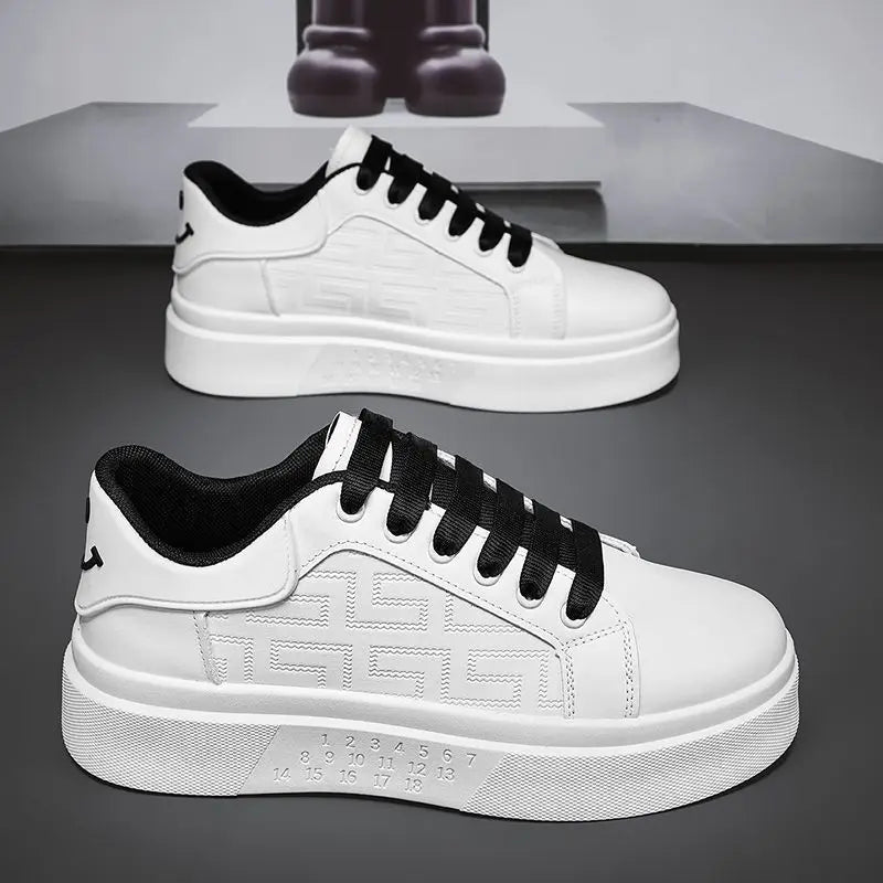 Men's Platform Sneakers – Lace-Up Leather Casual Skateboard Shoes