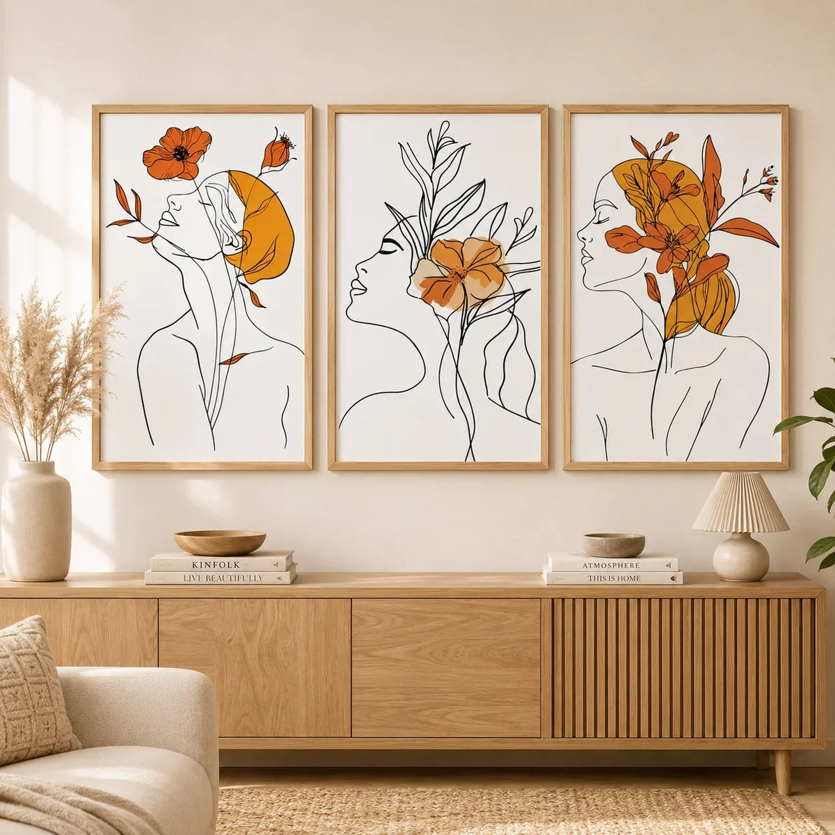 Abstract Woman Flower Canvas Wall Art – Modern Poster Print
