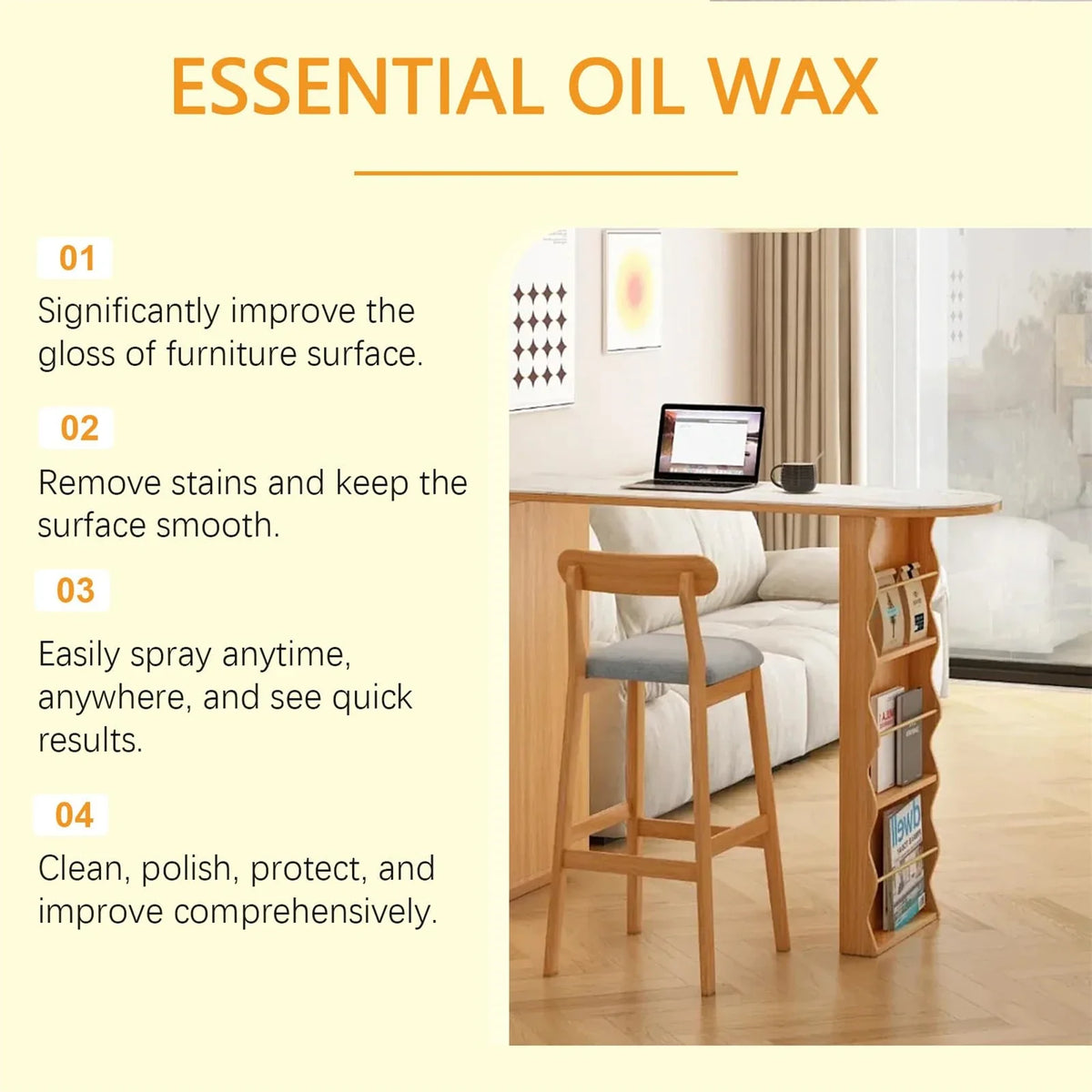Natural Beeswax Wood Furniture & Hardwood Floor Polish Spray
