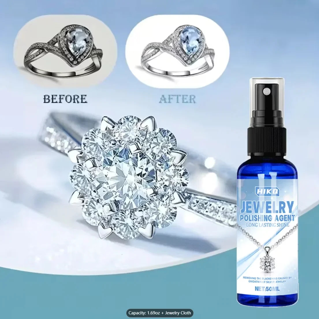 Jewelry Polishing Spray & Cloth – Gold, Silver & Diamond Cleaner