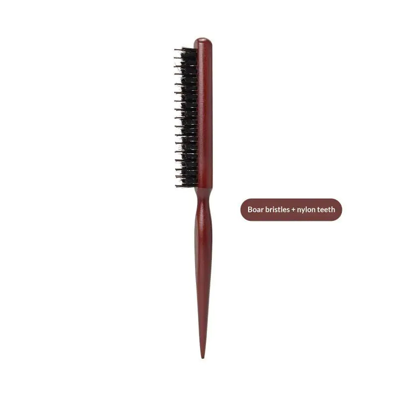 Wooden Handle 3-Row Boar Bristle Teasing Comb | Hair Styling