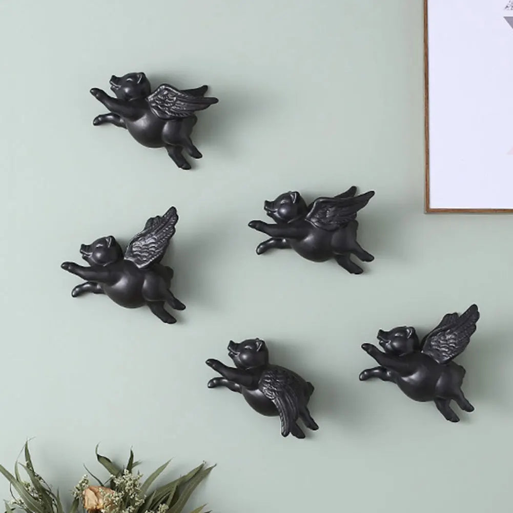 Ceramic Flying Pig Wall Decor | 3D Nordic Hanging Ornament