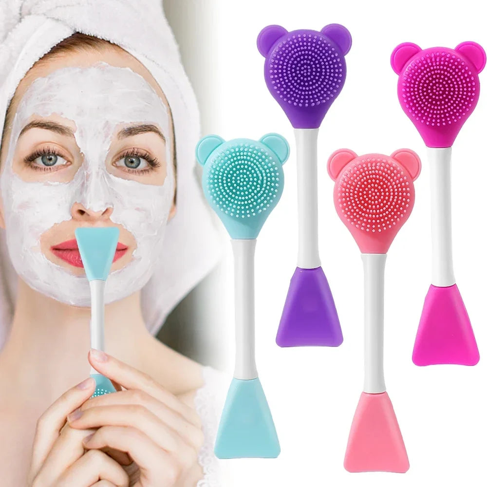 Double-Head Silicone Face Mask Brush & Spatula Applicator