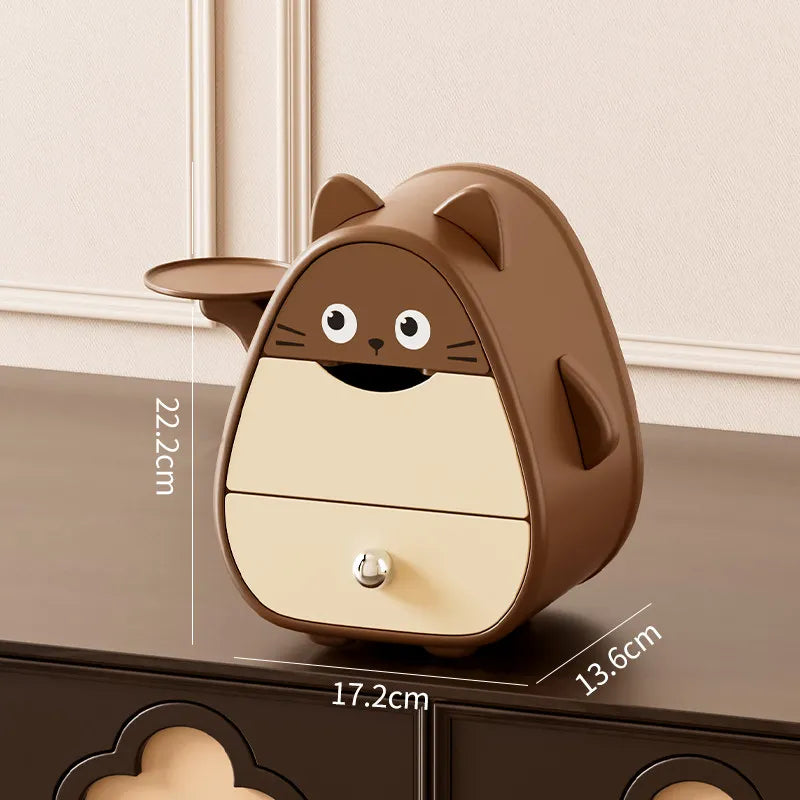 Cute Cartoon Desktop Storage Box Drawer-style Jewelry Key Organizer