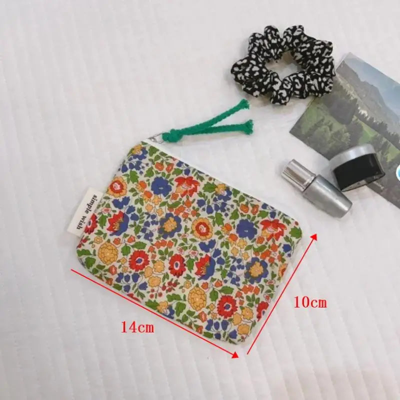Floral Cotton Mini Cosmetic Pouch | Travel Makeup Organizer