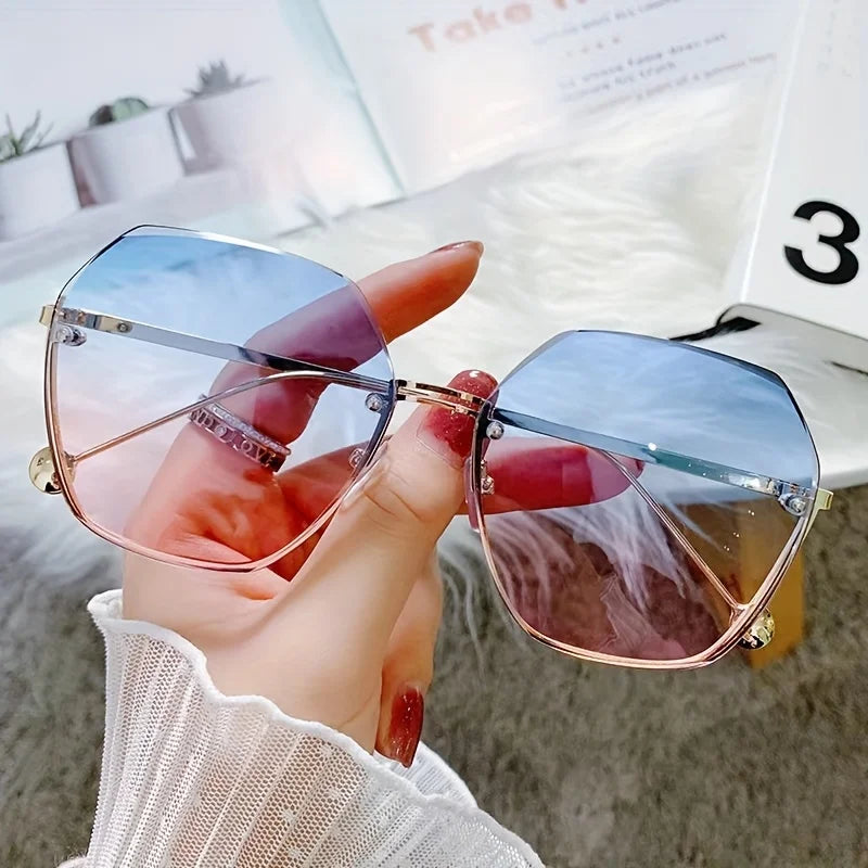 Fashion Frameless Gradient Glasses Trendy Metal Eyewear Women& Men