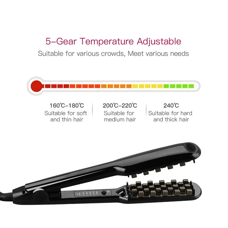 2-in-1 Ceramic Crimping & Volumizing Hair Straightener Iron