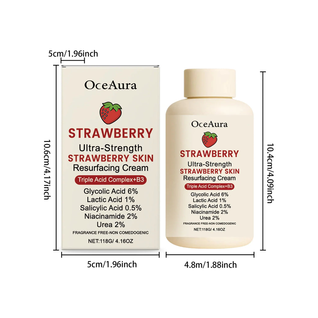 OceAura Strawberry Body Cream | Lightweight Moisturizer 118g