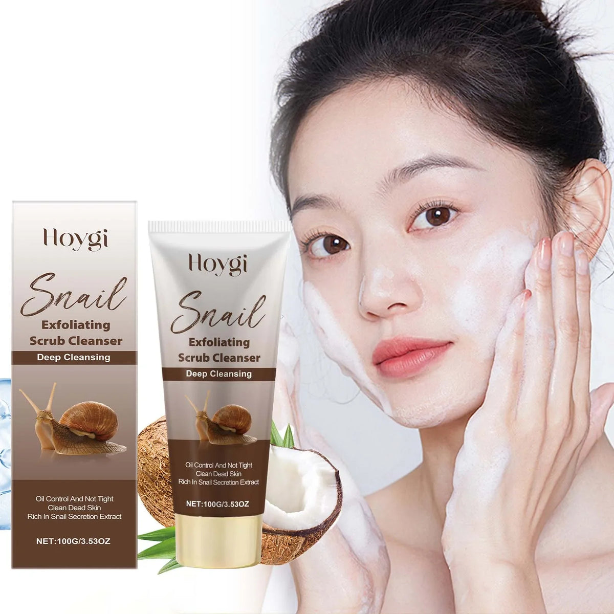 Hoygi Snail Mucin Exfoliating Face Wash – Hyaluronic Acid