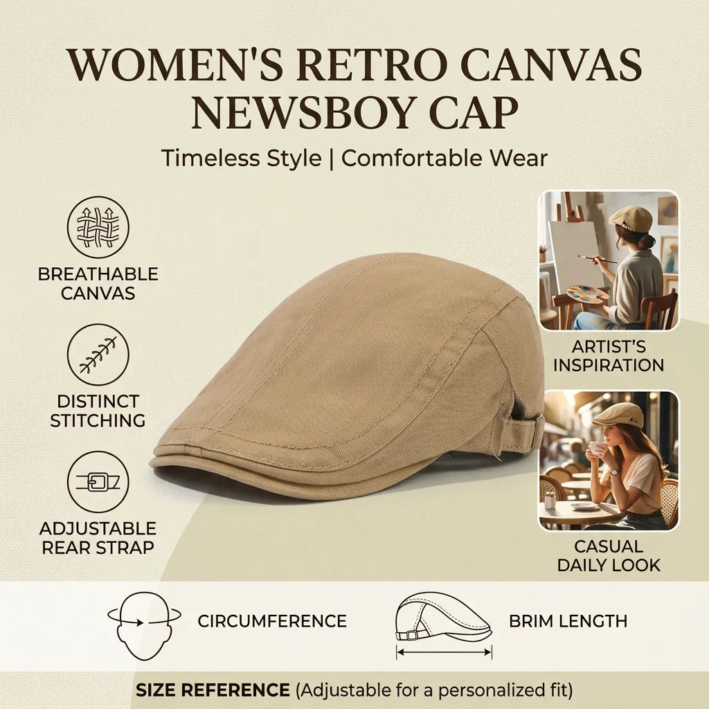 Women's Retro Newsboy Hat | Cotton Beret Spring & Autumn