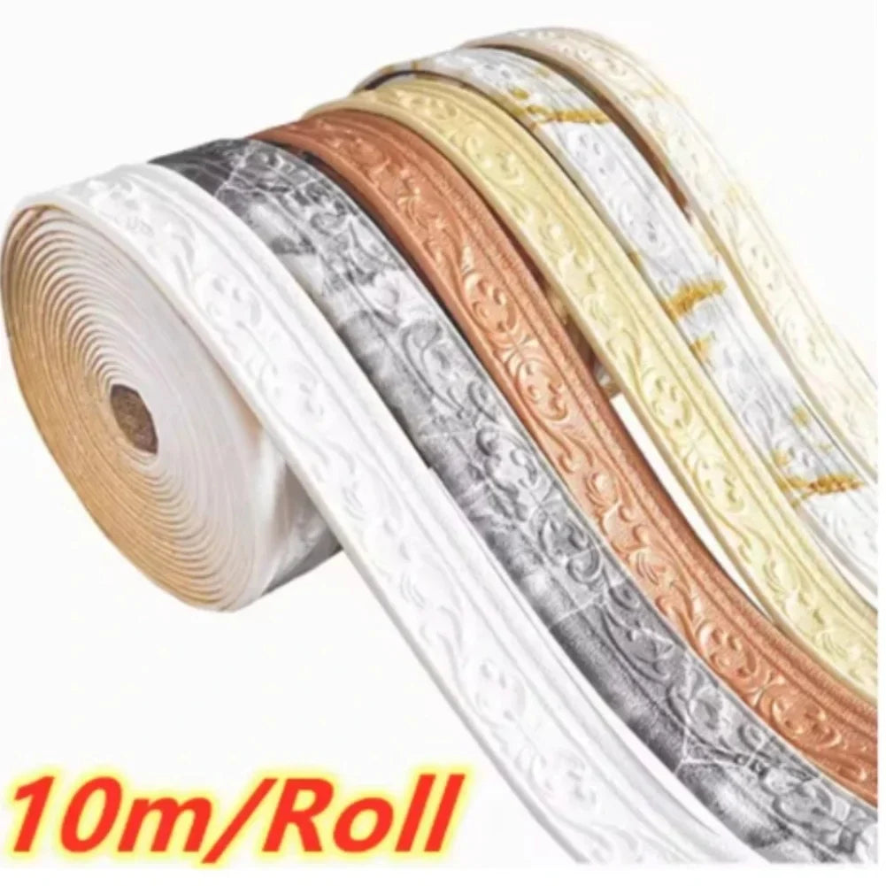 10m 3D Self-Adhesive Wall Trim Skirting Border | Waterproof
