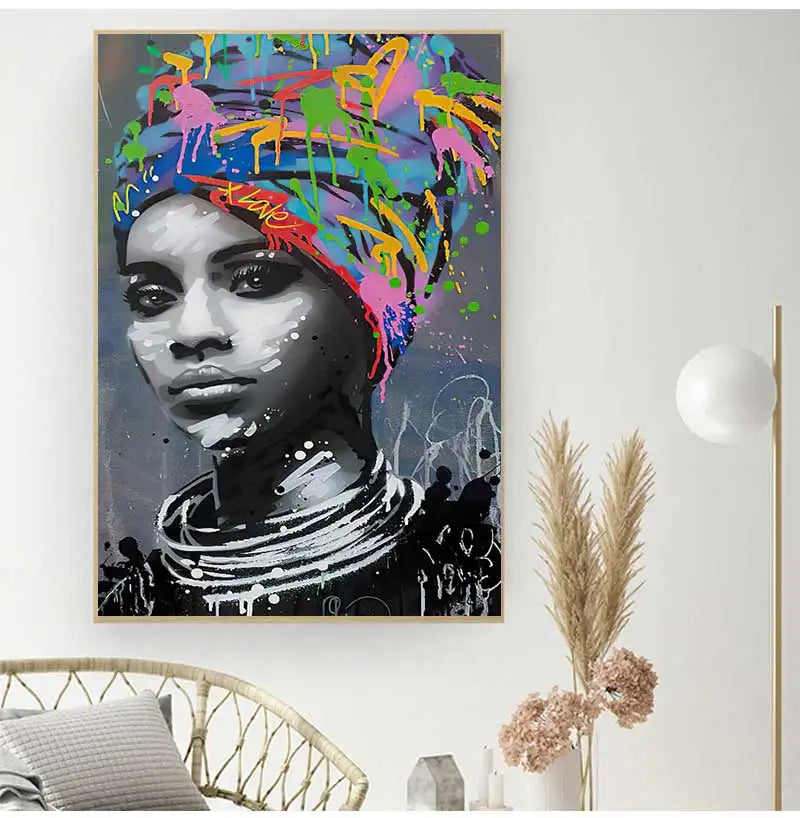 Abstract African Woman Canvas Wall Art Print | Modern Décor
