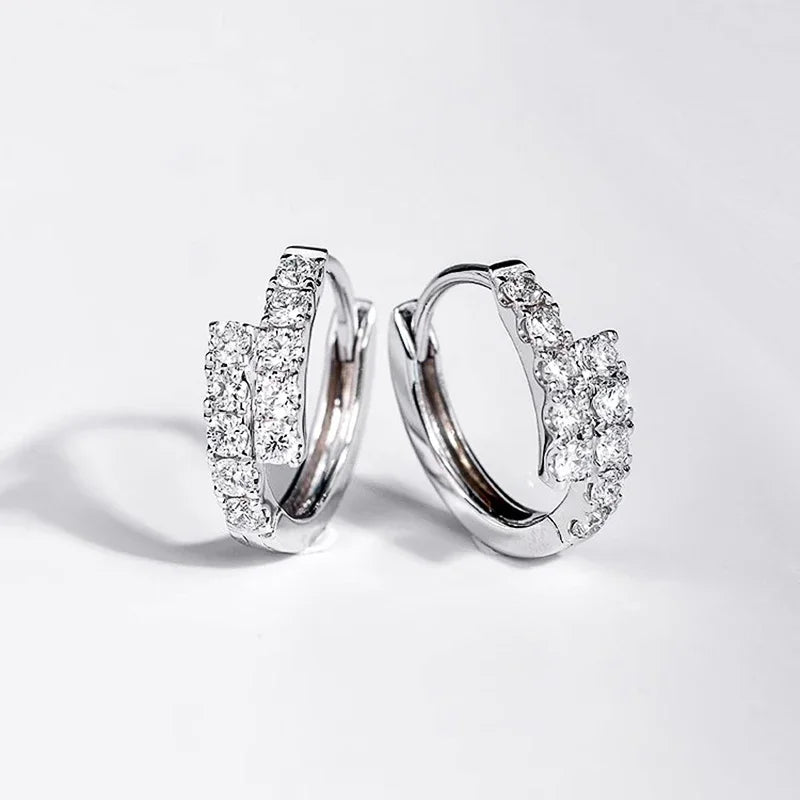 Huitan Cubic Zirconia Shiny Hoop Earrings for Women