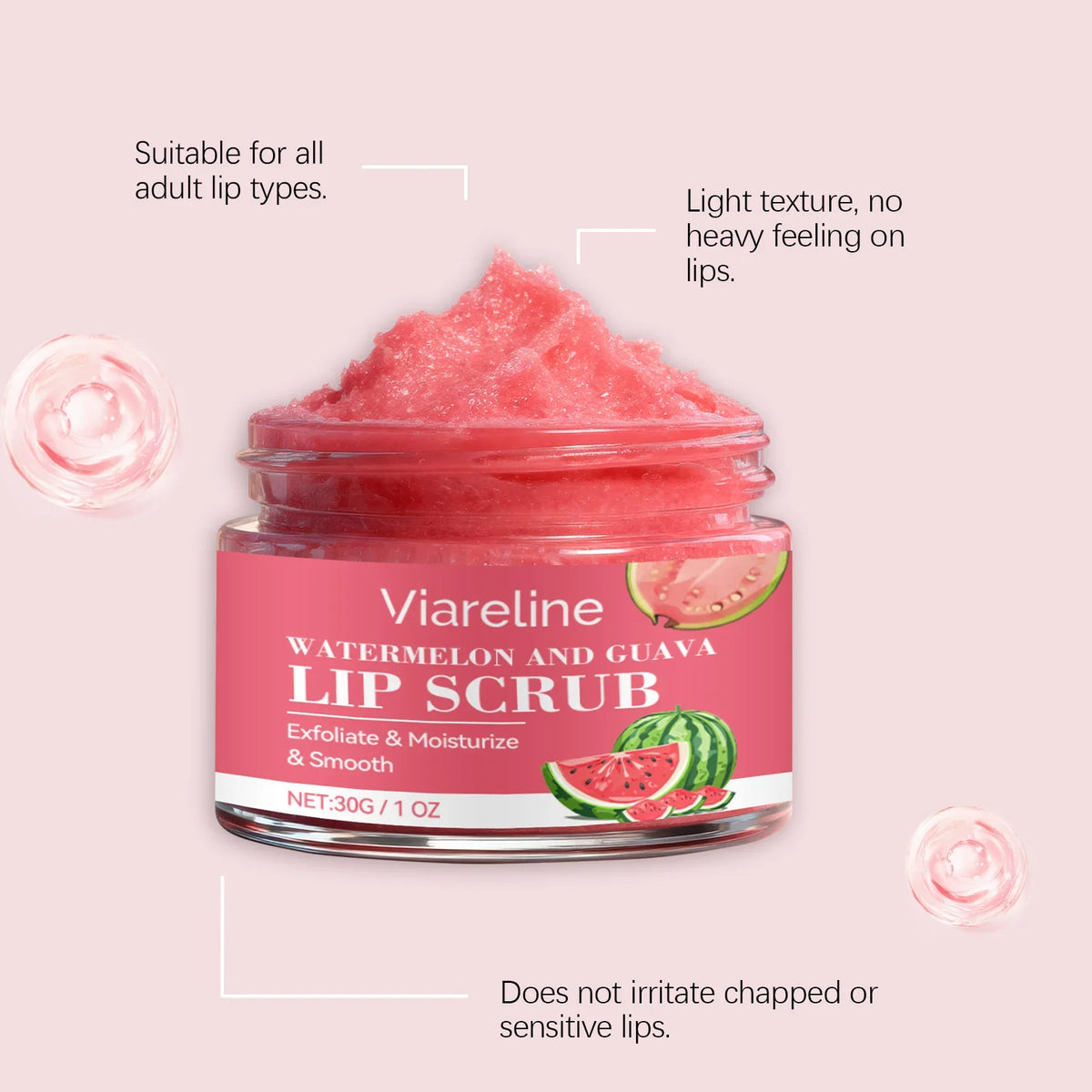 Viareline Watermelon Lip Scrub – Exfoliate & Moisturize Lips
