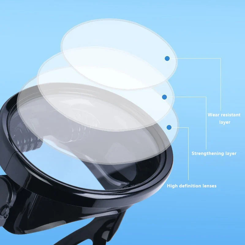 Oval Freediving Mask – Panoramic Tempered Glass Snorkel Goggles