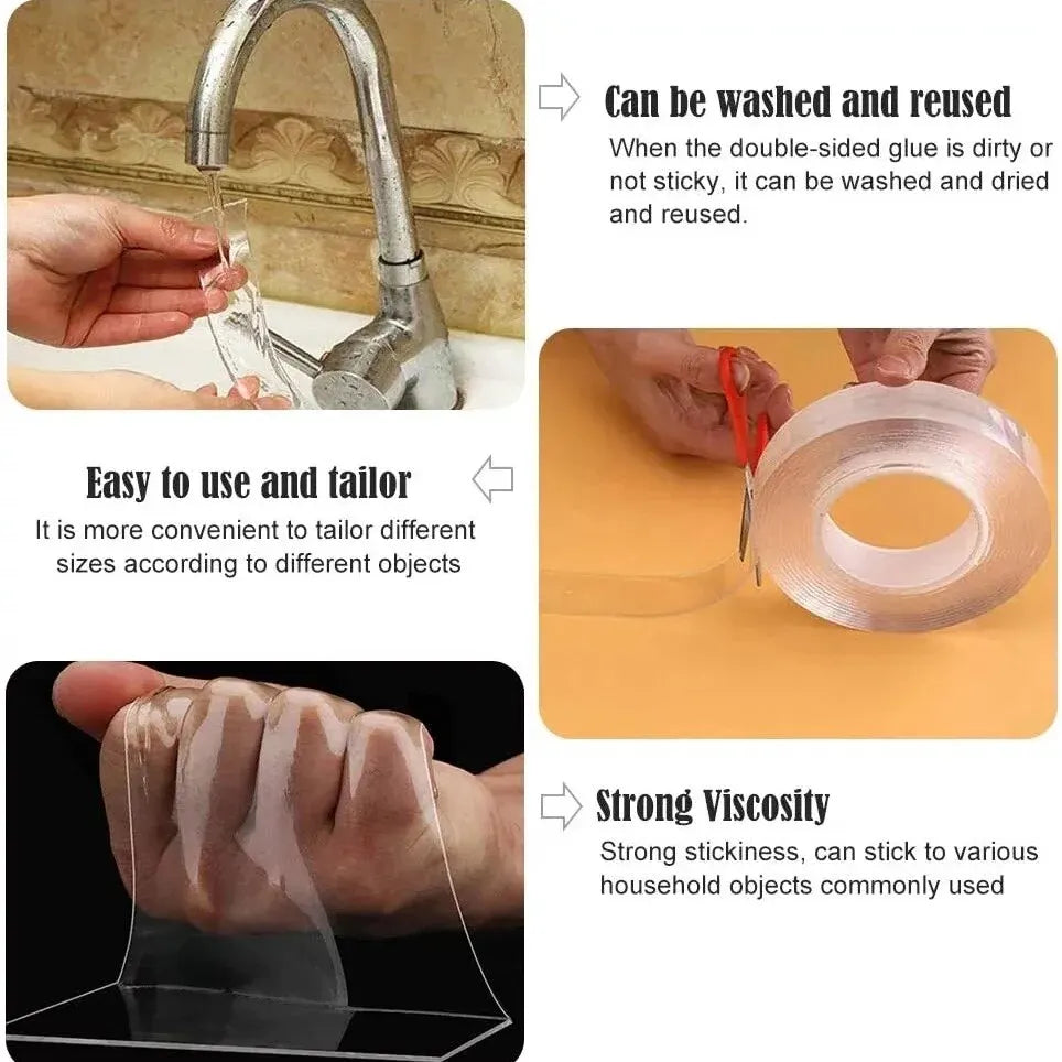 Nano Double-Sided Tape – Reusable, Waterproof & Transparent