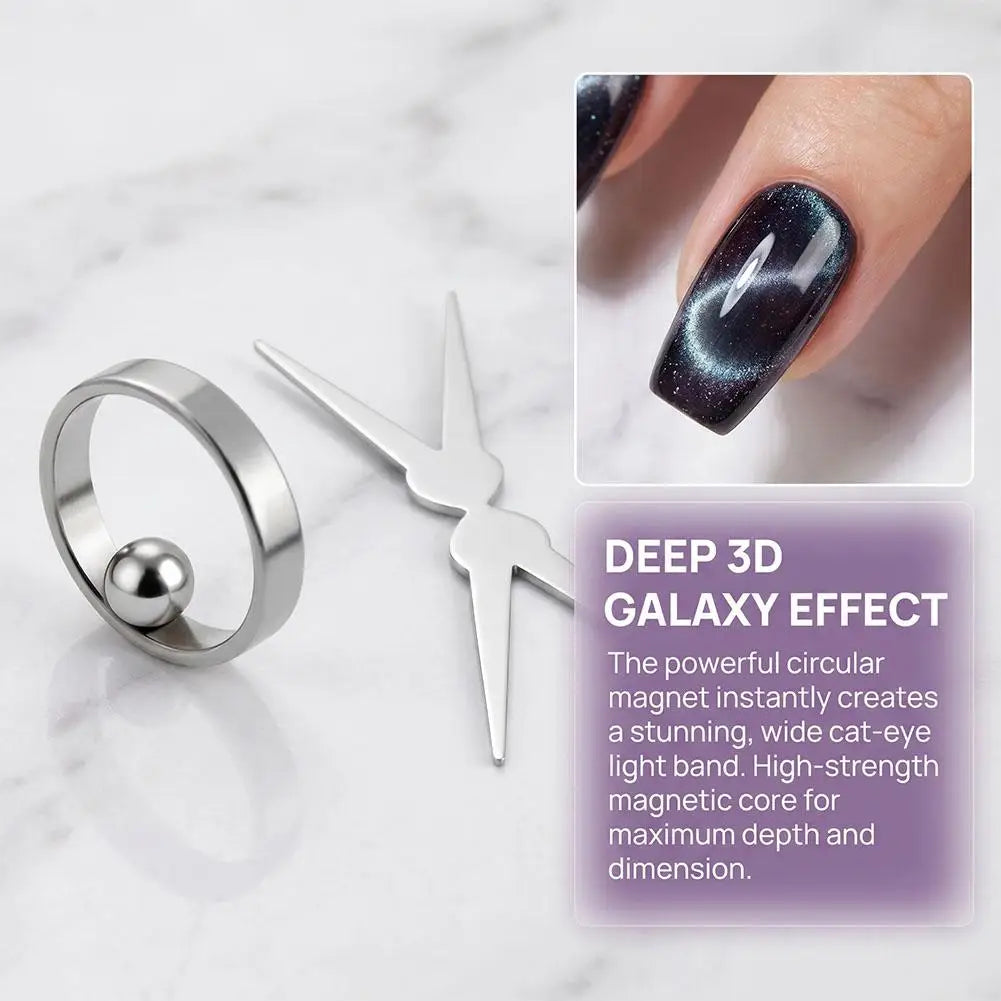 Ring Cat Eye Nail Magnet Black Hole Shape Art DIY 3D Hollow Glass