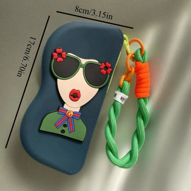 Silicone Eyewear Case Women Vibrant Lanyard Portable Glasses Pouch