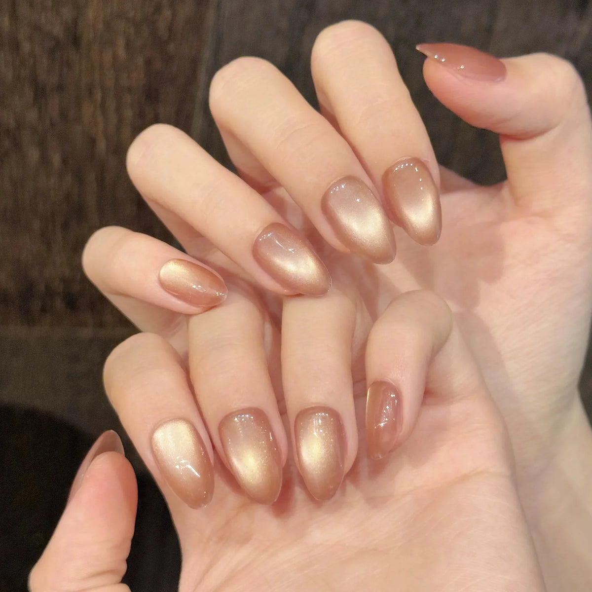 Handmade Cat's Eye Press-On Nails | Flash Glass Bead 10pcs