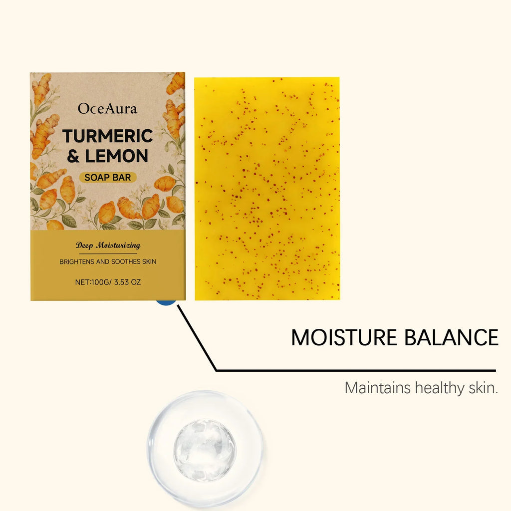 OceAura Turmeric Lemon Brightening Soap Bar – 100g Natural