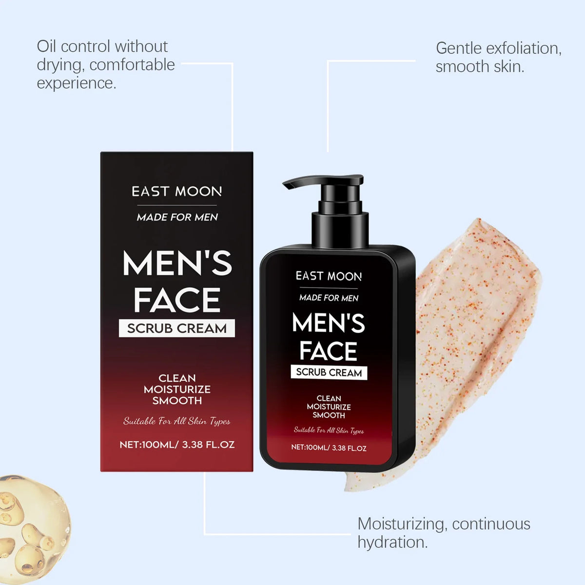 East Moon Men's Face Scrub – Oil Control & Blackhead Removal