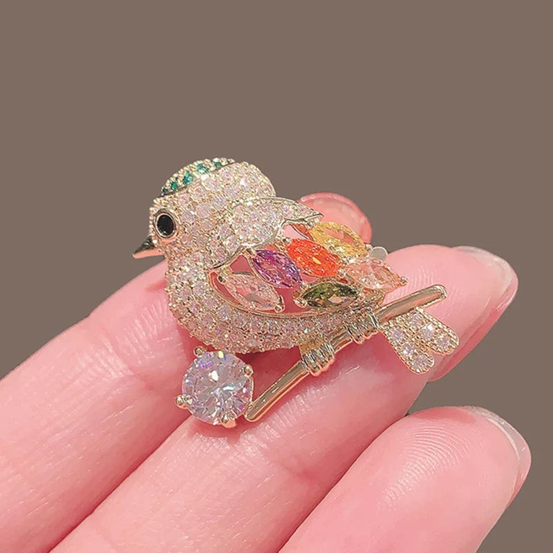 Crystal Rhinestone Bird Brooch Pin – Animal Badge for Women