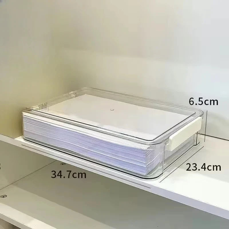 Acrylic Transparent Desktop Paper Storage Box A4 File Document Exam
