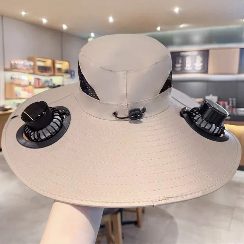 Men's Solar Fan Bucket Hat – USB Rechargeable Quick Dry