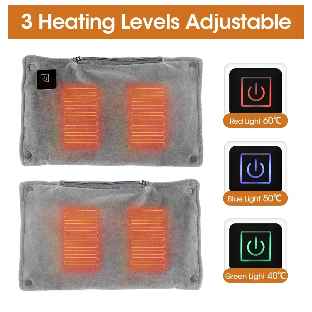 USB Electric Hand Warmer Bag – 3 Heat Levels, 4 Graphene Pads