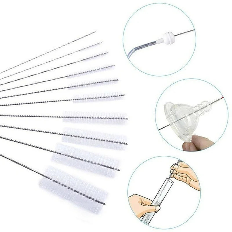 10-Piece Stainless Steel Bottle Brush Set – Tube & Straw Cleaner