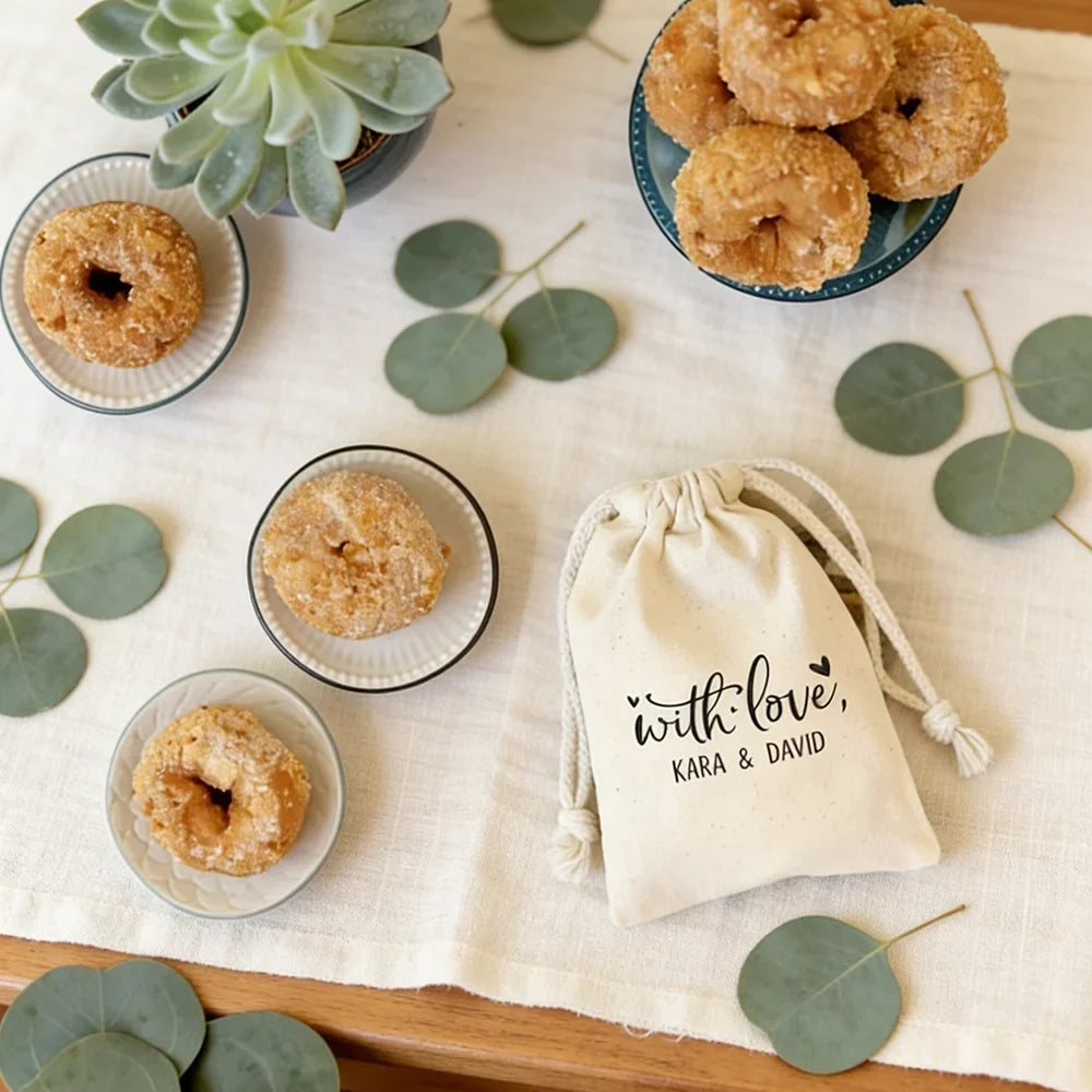 Personalized "With Love" Cotton Wedding Favor Bags | Gift Bags