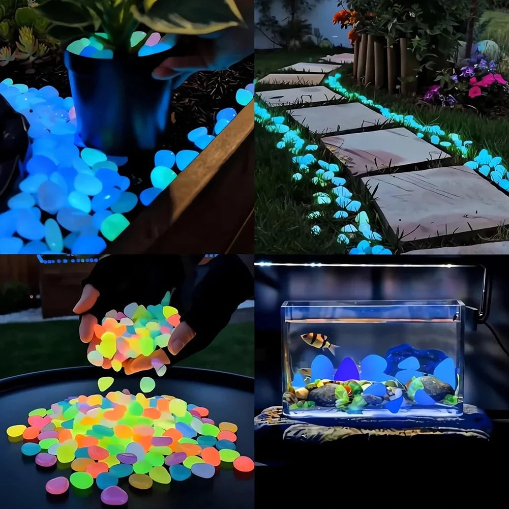 Glow in the Dark Garden Pebbles – 200pc Luminous Decor Stones