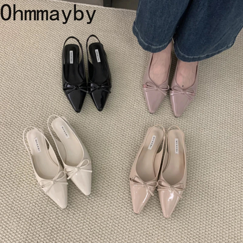 Women's Butterfly-Knot Flat Sandals – Slip-On Slingbacks