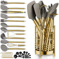 33-Piece Silicone Kitchen Utensil Set – Wooden Handle Cookware