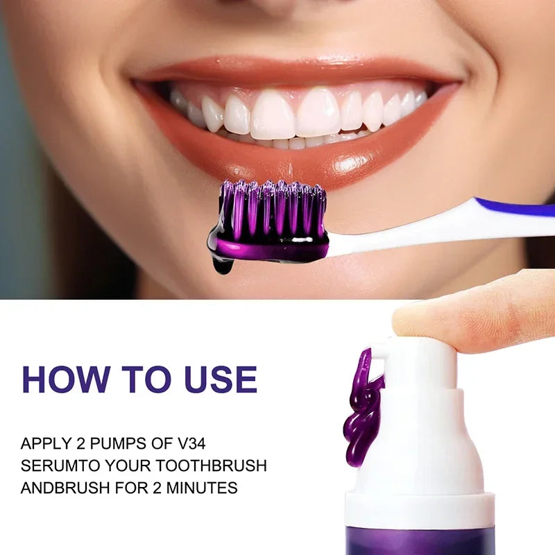 V34 Purple Whitening Toothpaste – Stain Removal & Fresh Breath