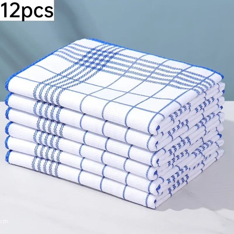 12-Pack Grid Polyester Dinner Napkins – Anti-Pilling 60×40cm