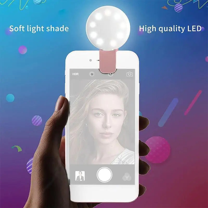 Mini LED Selfie Ring Light – Clip-On Phone Fill Light, 3 Brightness
