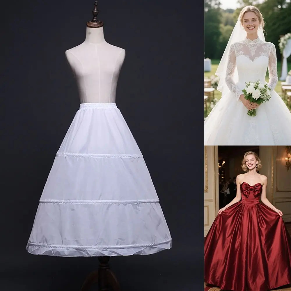 Women's 3-Hoop Crinoline Petticoat Underskirt 65/78/90cm
