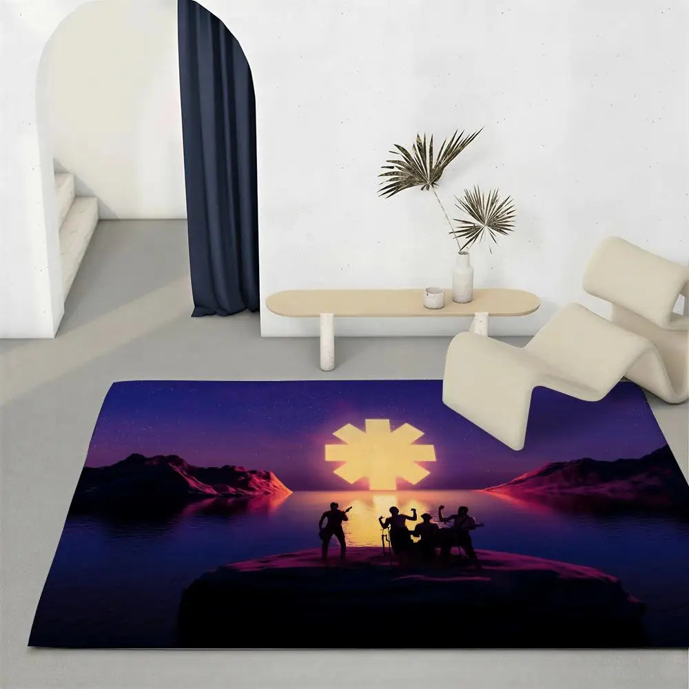 Rock Band Flannel Floor Mat – Soft Non-Slip Indoor Area Rug