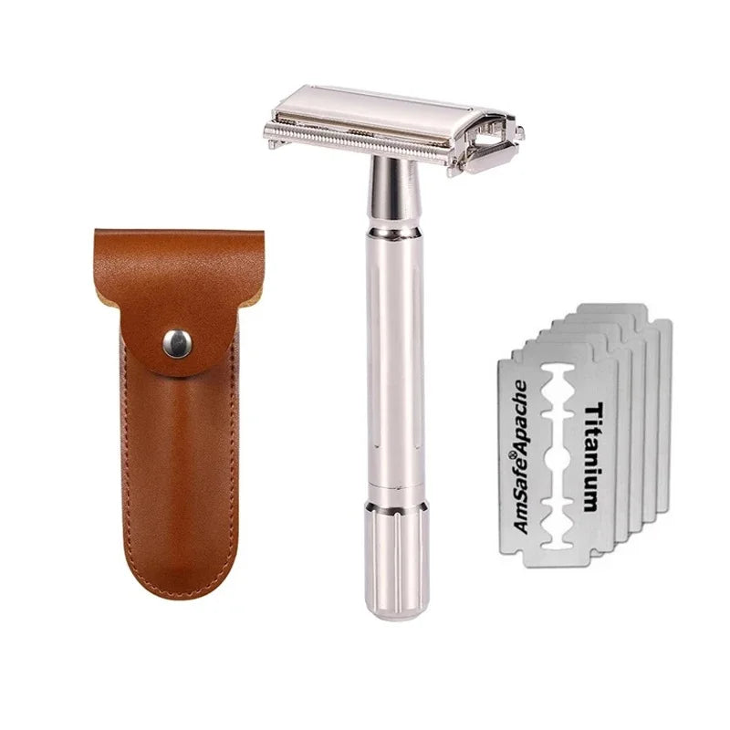 Men's Classic Safety Razor | Double Edge + 5 Titanium Blades