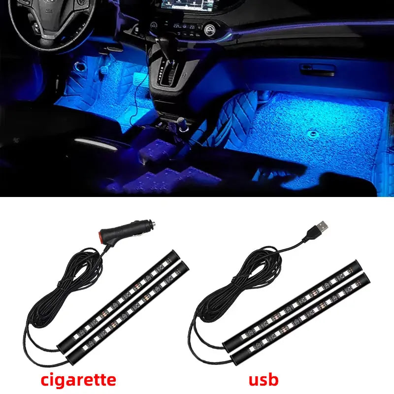 2-in-1 LED Car Neon Atmosphere Foot Light – USB & 12V