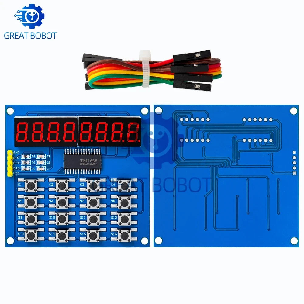 TM1638 8-Digit LED Display 16-Key Module for Arduino