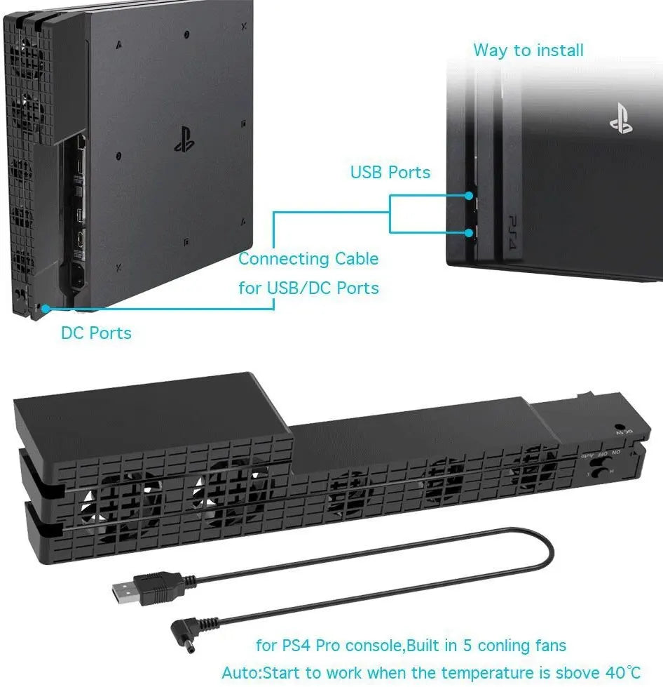USB Turbo Cooling Fan for PS4, PS4 Pro & PS4 Slim – DC 5V