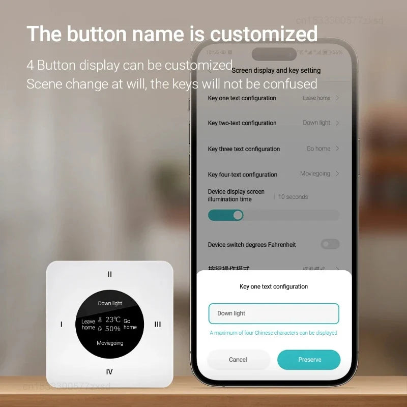 Linptech Wireless Switch KS1 Glass Screen Temperature Humidity Sensor